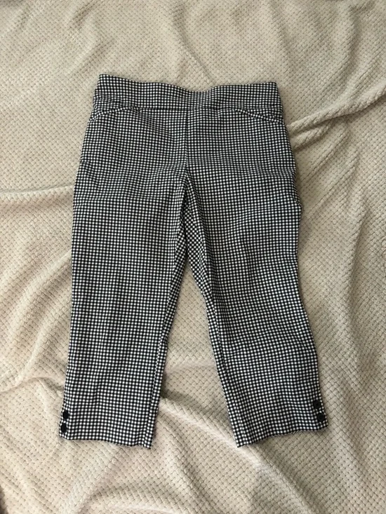 Chicos Womens Brigitte Gingham Black & White Capri Ankle Pants Size Medium - Picture 1 of 6